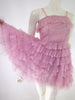 50s Party Dress in Mauve Silk Tulle - skirt held out