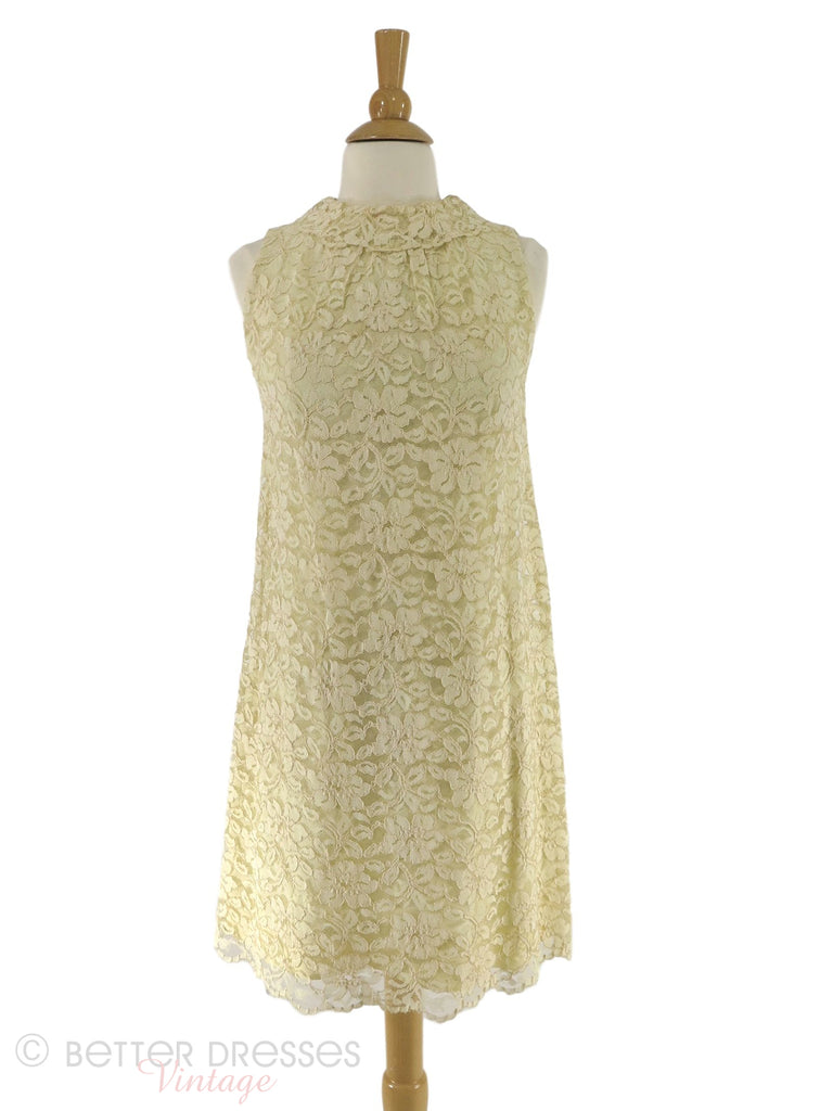 60s cream lace shift dress - front