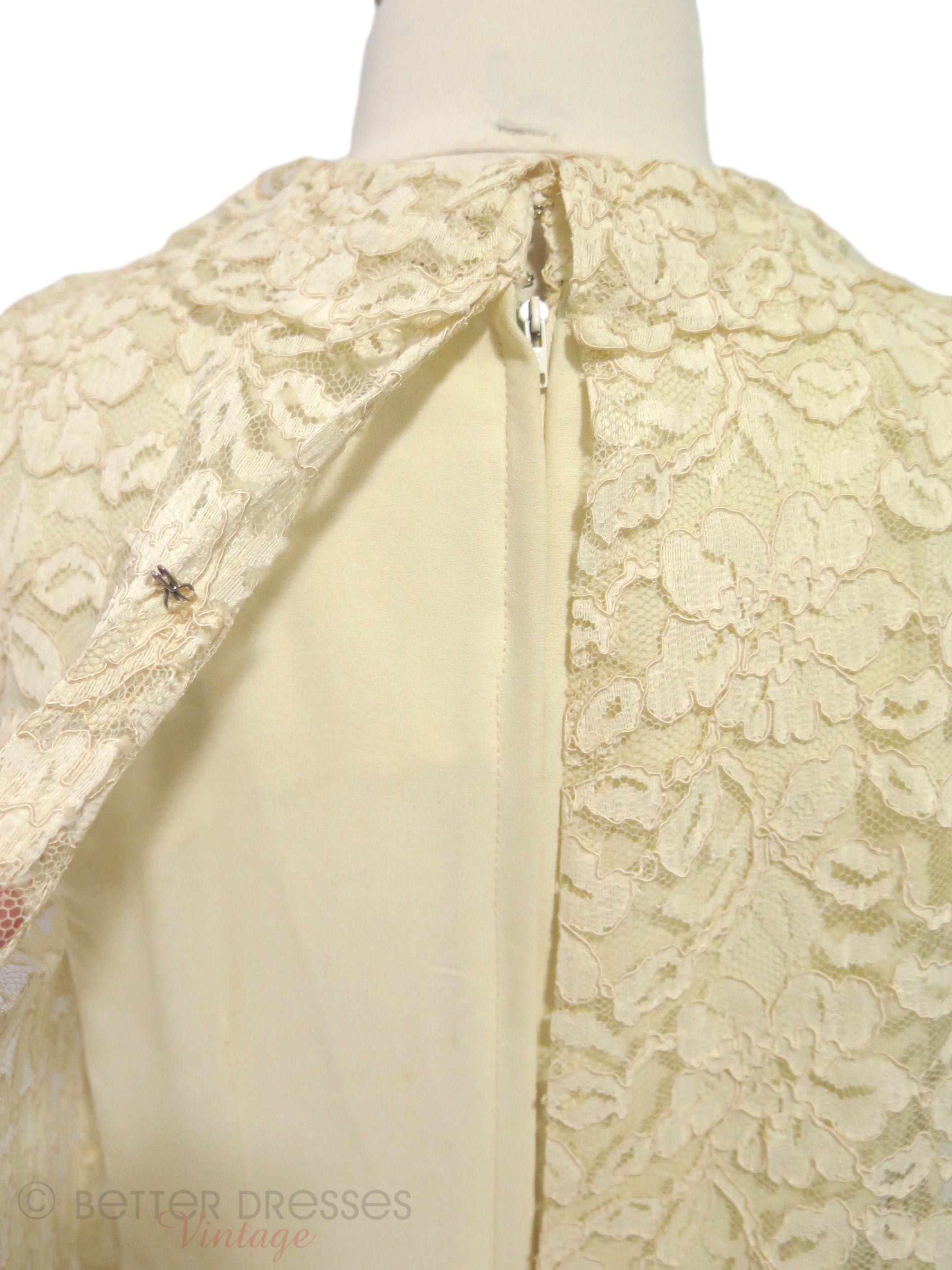 60s Cream Lace Mini Shift Sleeveless Roll Neck Dress - sm, med Better Dresses Vintage 60s Cream Lace Mini Shift Sleeveless Roll Neck Dress - sm, med Better Dresses Vintage