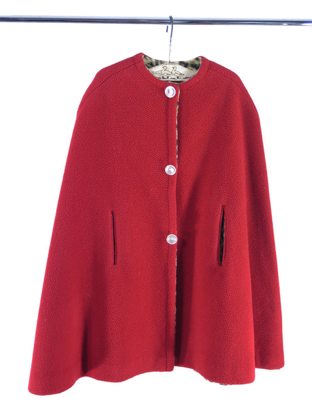 40s Toddler Cape in Red and Leopard Fleece