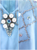 60s Light Blue Crepe Plus Size Dress - details