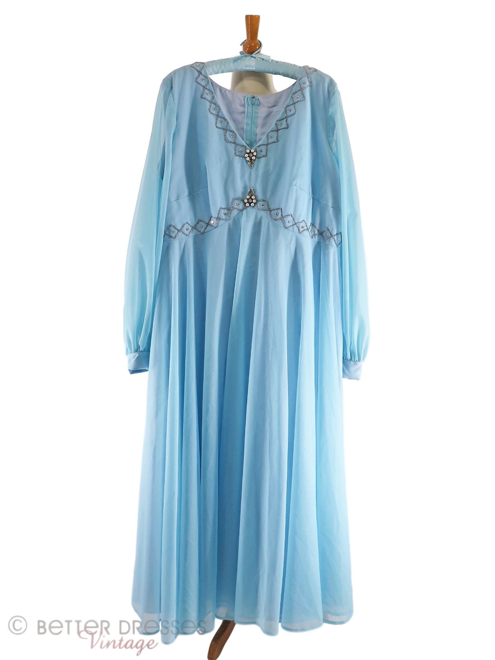 60s Light Blue Long Sleeve Gown Better Dresses Vintage 60s Light Blue Long Sleeve Gown Better Dresses Vintage