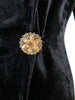 30s Black Velvet Gown - button detail