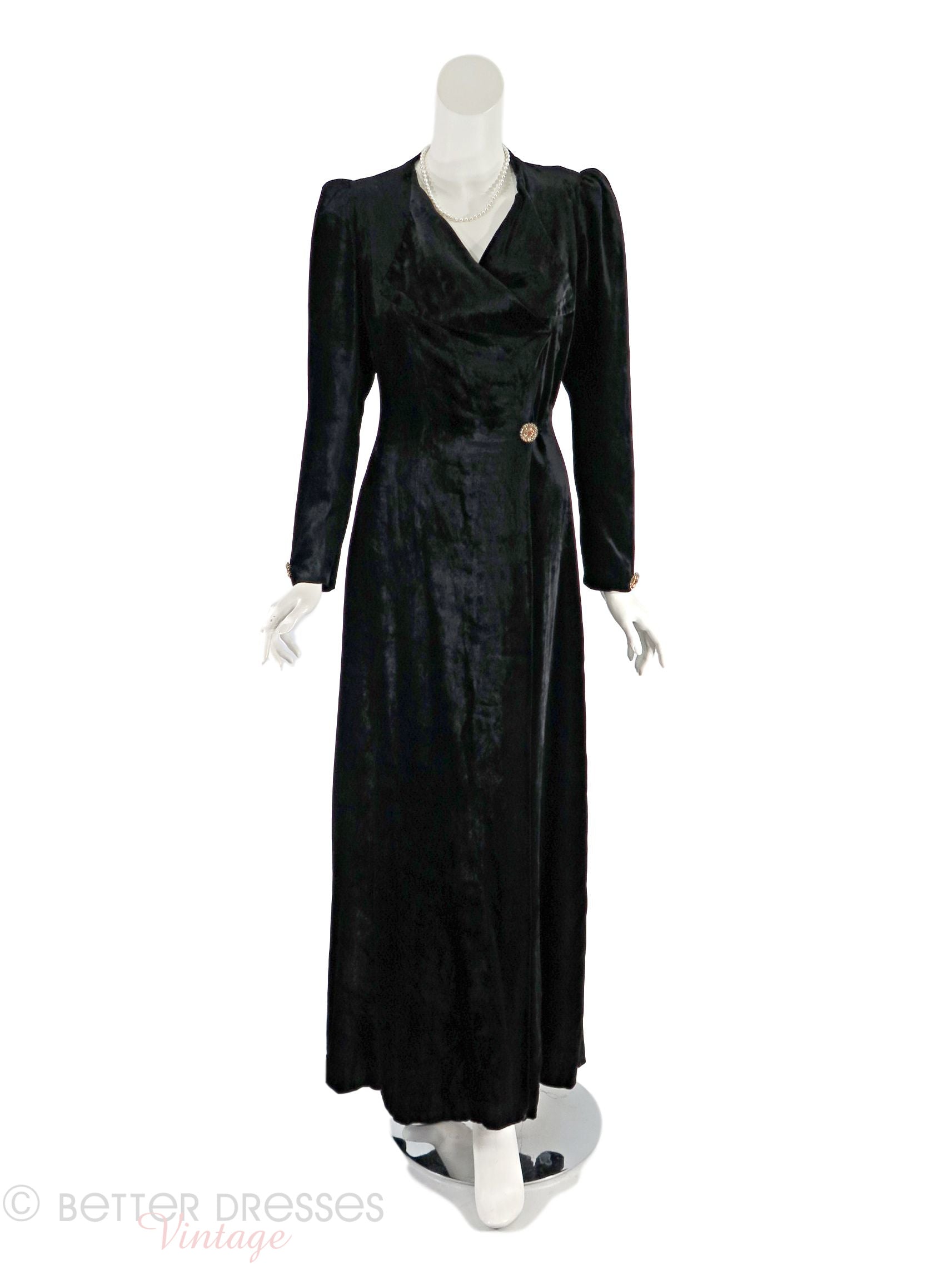 30s Black Velvet Dressing Gown, Evening Gown, Opera Coat - sm, med Better Dresses Vintage 30s Black Velvet Dressing Gown, Evening Gown, Opera Coat - sm, med Better Dresses Vintage