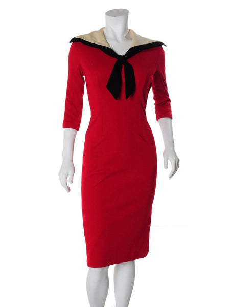 Vintage Wool Sailor Wiggle Dress