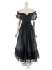 Black party dress with full skirt - off shoulder