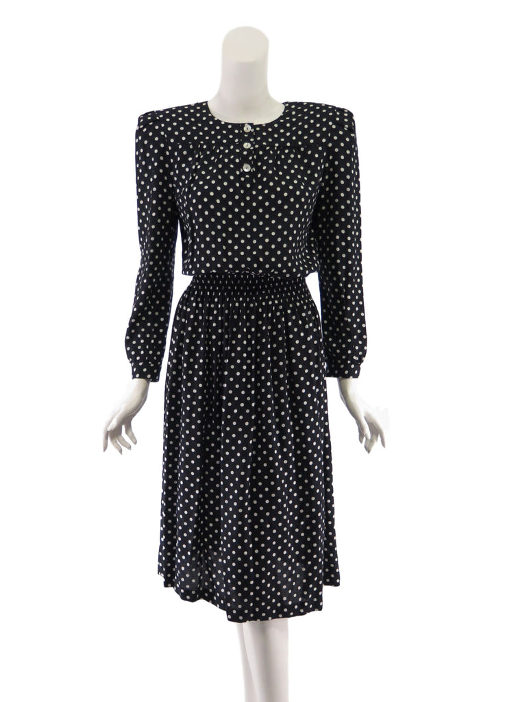 80s does 40s polka dot day dress