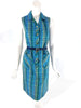 60s plaid cotton dress in blue and green