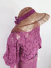 30s hat shown with 30s lace dress and bolero