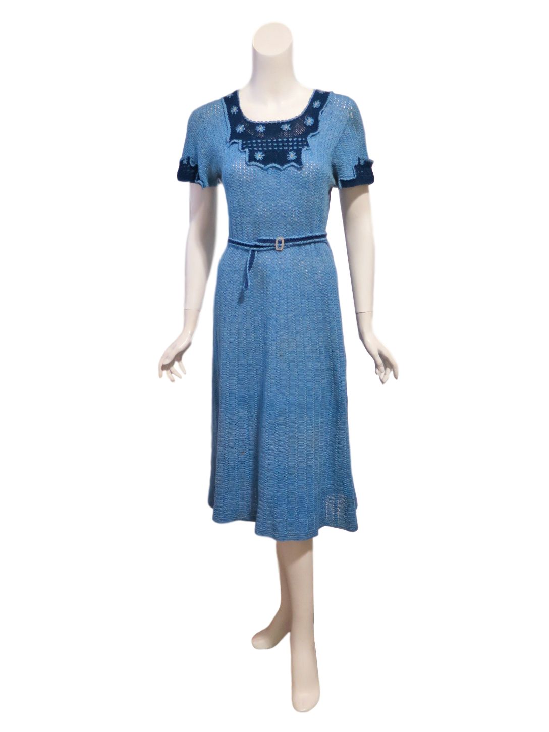 70s Does 30s Blue Crochet Day Dress Better Dresses Vintage 70s Does 30s Blue Crochet Day Dress Better Dresses Vintage