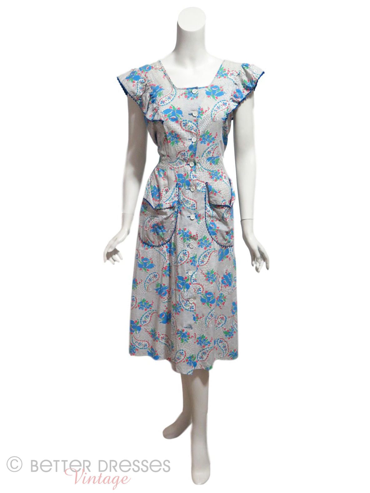 30s House Dress in Paisley Floral Better Dresses Vintage 30s House Dress in Paisley Floral Better Dresses Vintage