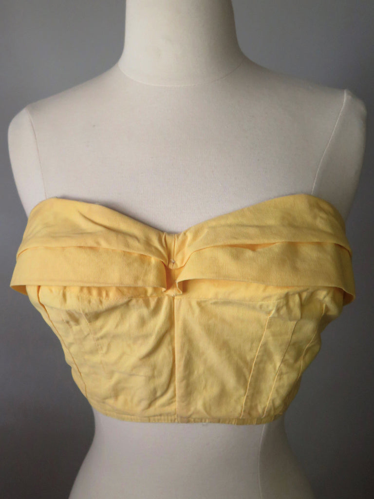 50s crop top in yellow cotton