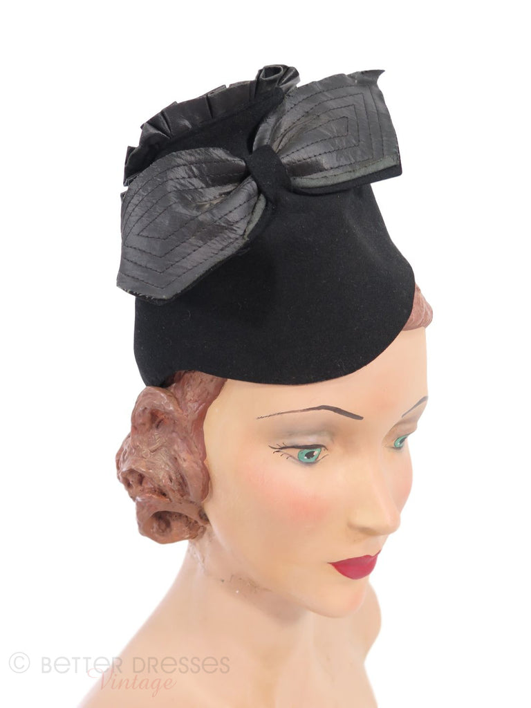 30s Pixie Hat in Black Felt - on Jane