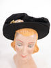 40s hat in black taffeta front view