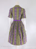 50s/60s Striped Purple and Green Shirtwaist Dress - back view