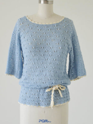 70s Does 20s Crochet Tunic Top - sm, med