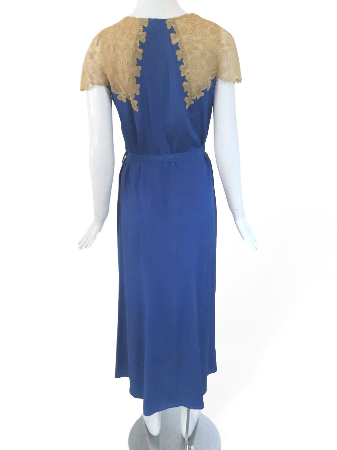 30s Dress in Cornflower Blue With Lace - sm, med 30s Dress in Cornflower Blue With Lace - sm, med