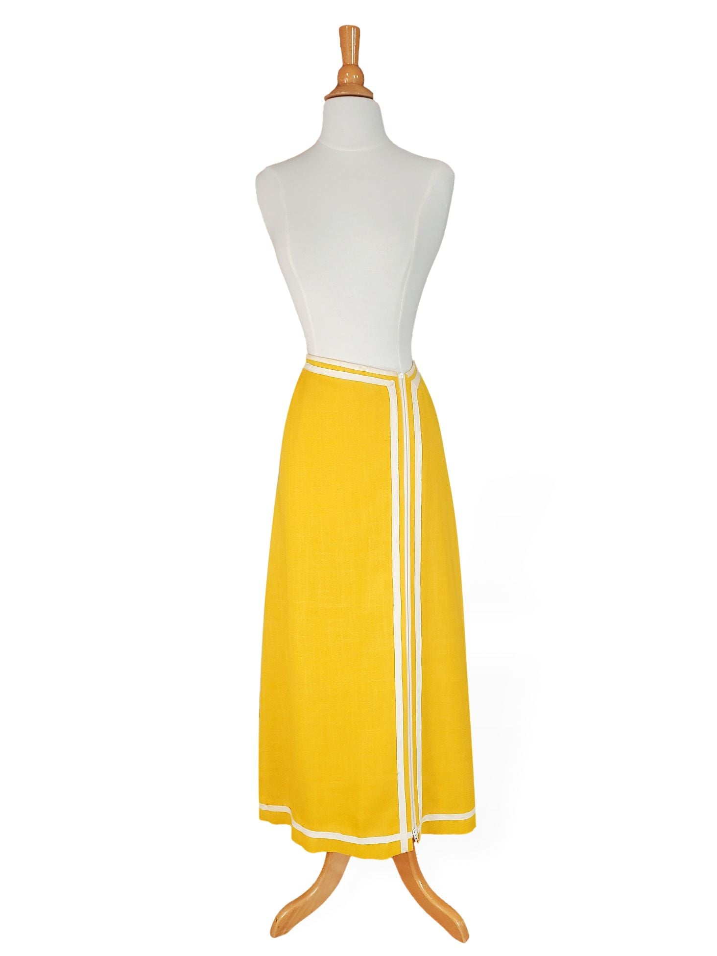 60s 70s Maxi Skirt in Yellow sm Better Dresses Vintage