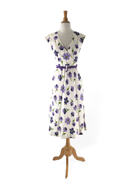 70s Purple Floral Day Dress
