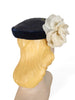 50s Hat in Navy Blue Straw and Velvet