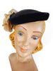 50s Hat in Navy Blue Straw and Velvet