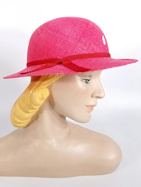 Emilio Pucci straw hat in fuchsia - side view