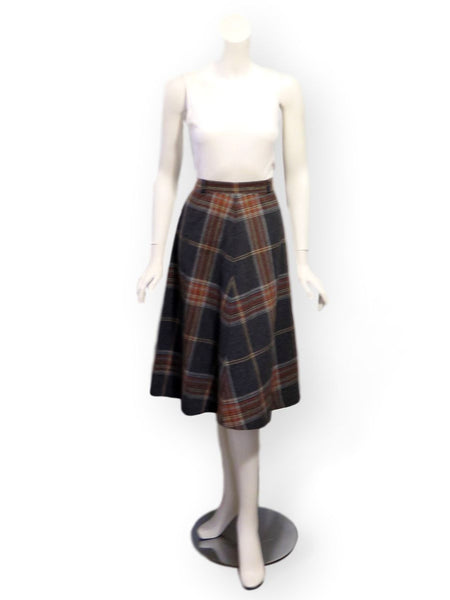 70s A-line plaid skirt