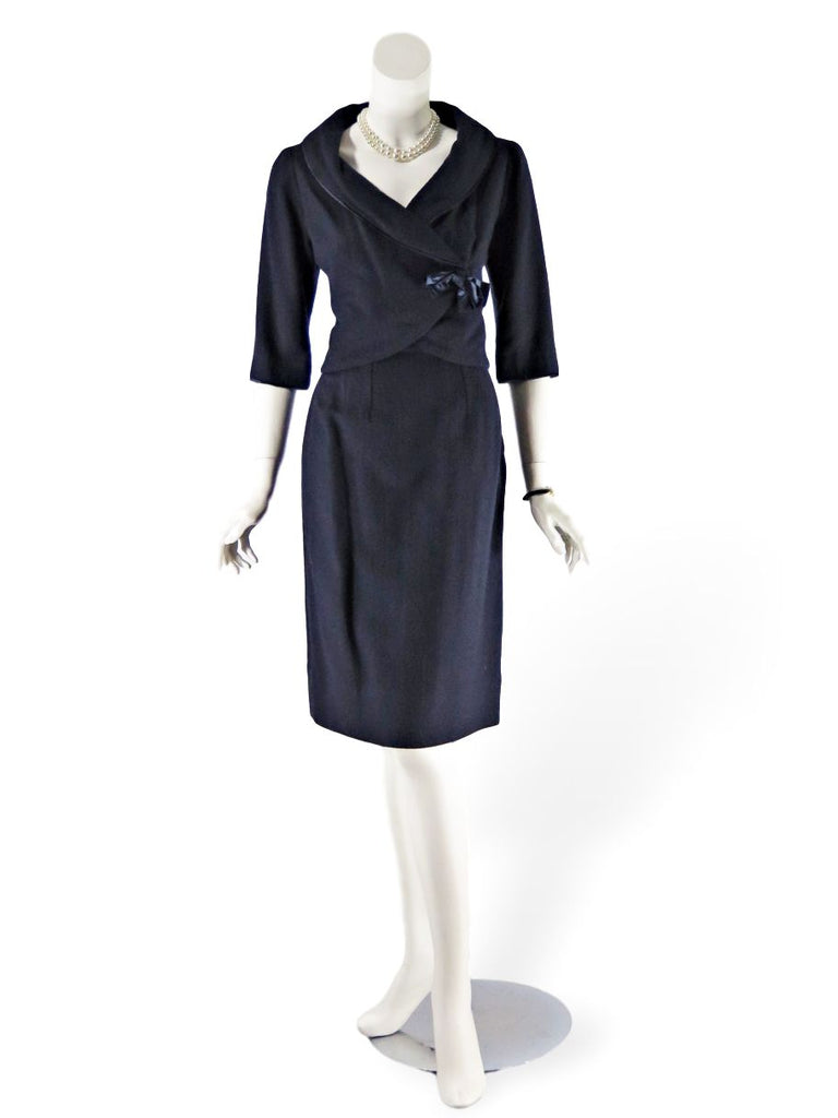 Vintage 50s Skirt Suit in Navy Blue
