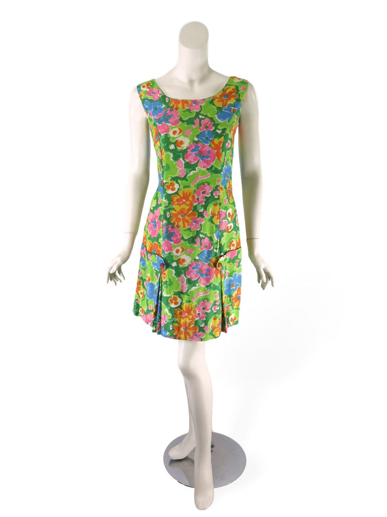 60s Scooter Dress in Bright Floral Cotton