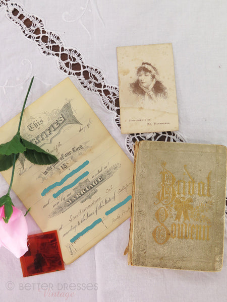 Victorian Bridal Souvenir Book and Ephemera 1887