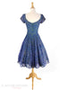 1950s Party Dress in Indigo Blue - back view