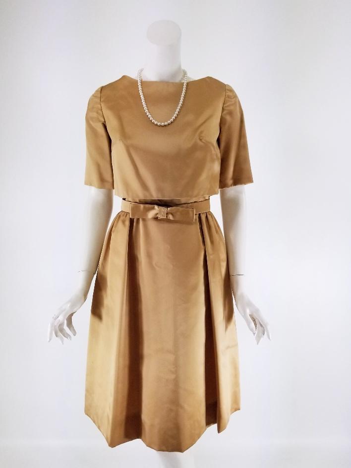 50s satin dress crepe satin JulieAnn pleat Dress