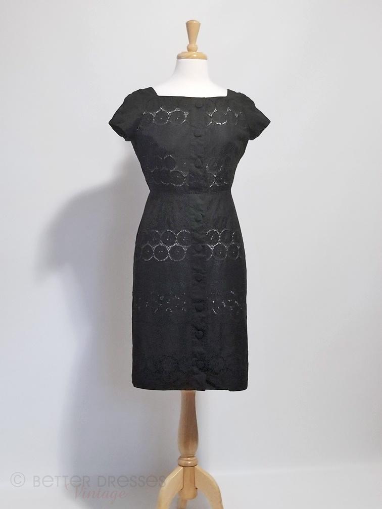 black shirtwaist dress 50s/60s Black Shirtwaist Sheath Dress – Better Dresses Vintage