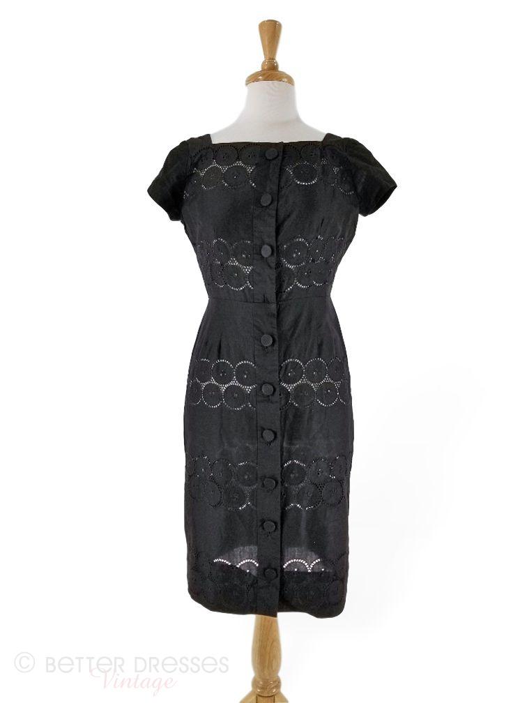 50s/60s Black Shirtwaist Sheath Dress – Better Dresses Vintage