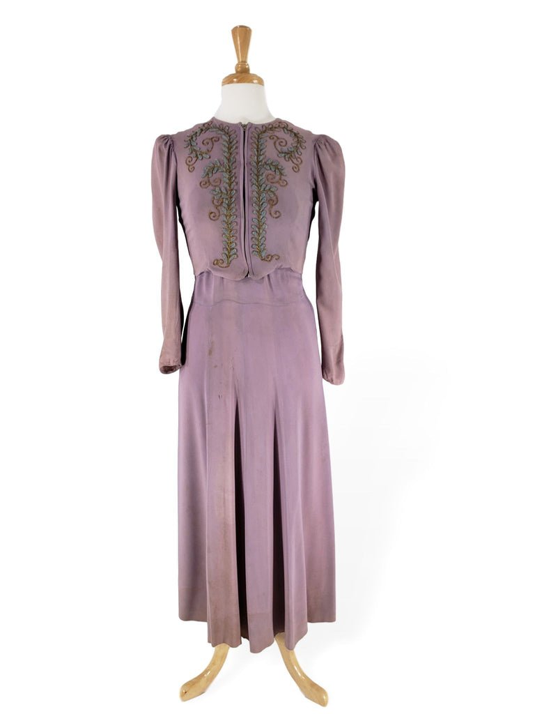 Vintage 30s Dress & Jacket Set on Beryl (full-figured dress form)