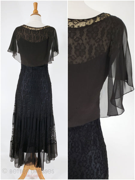 30s lace capelet gown back view combo