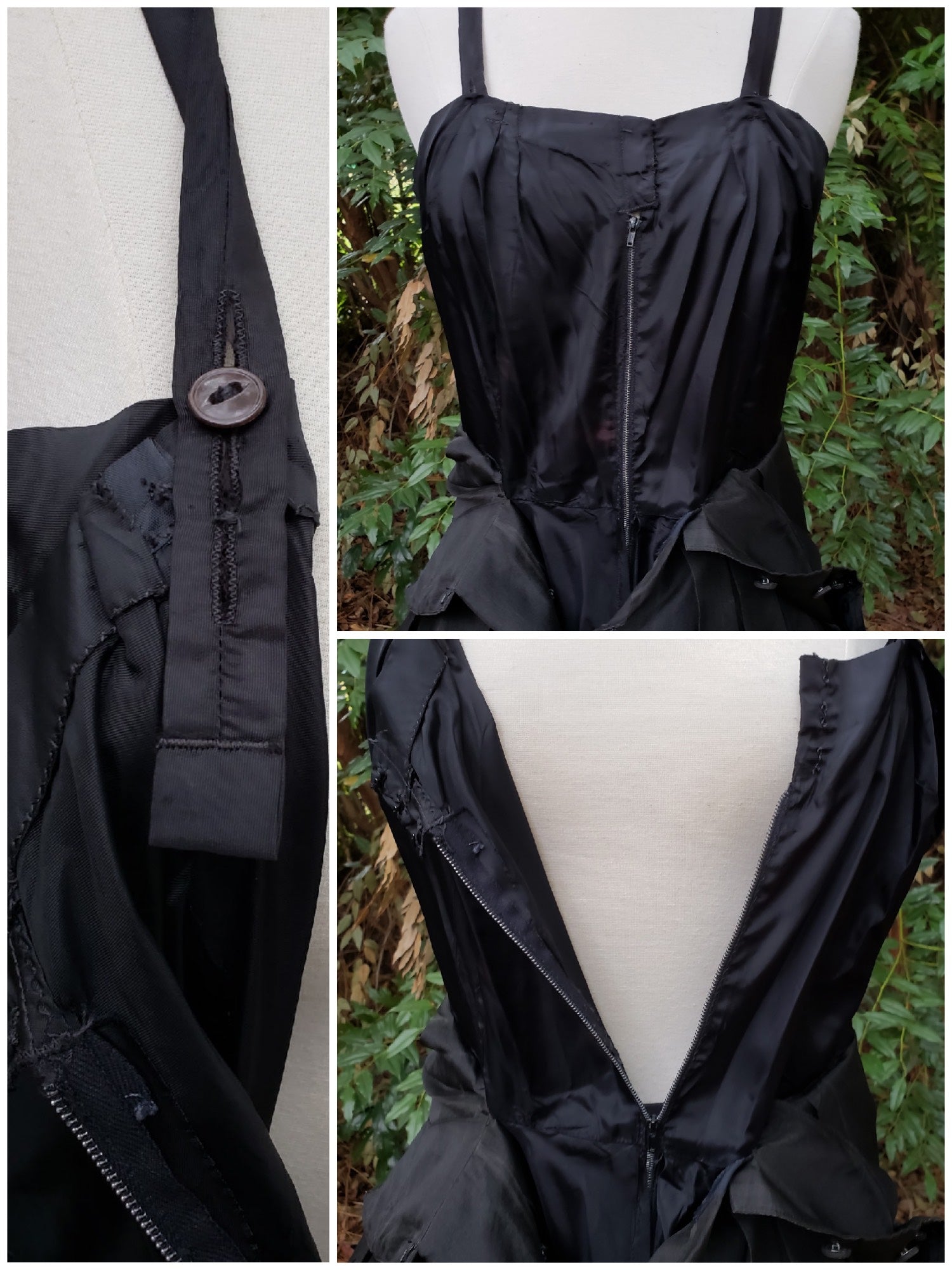 40s/50s Party Dress in Black Silk Organza - med 40s/50s Party Dress in Black Silk Organza - med