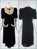 40s black Velvet and Ecru Dress -- unclipped from mannequin