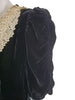 40s Black Velvet and Lace Dress - Detail of Sleeve