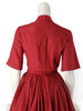 vintage 50s red shirtwaist dress back close