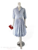 50s/60s Blue and White Striped Cotton Shirtwaist Dress