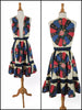 Patchwork Print Skirt and Vest Set front and Back Views