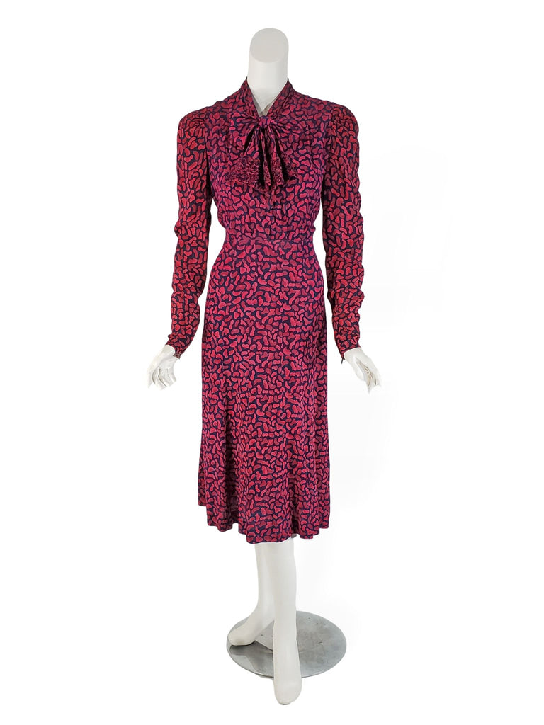 30s Long Sleeve Rayon Dress