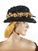 60s Black Straw Hat - right side