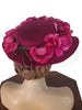 Back view of silk floral on mid-century Platter hat