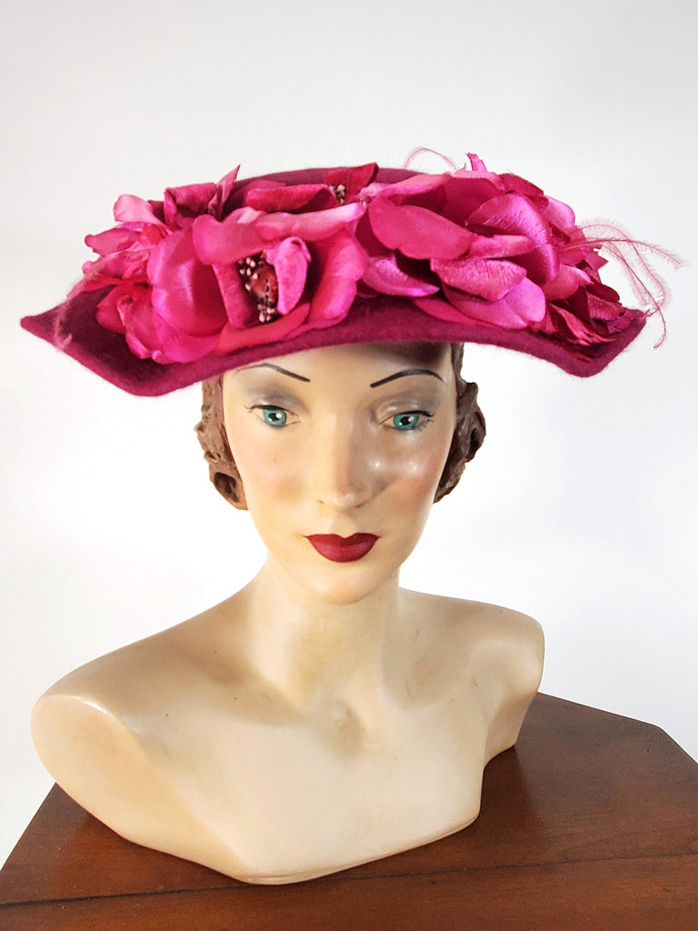 Front View of mid-century cartwheel hat