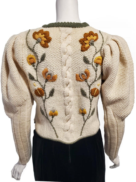 back view of 80s Austrian Folk Sweater