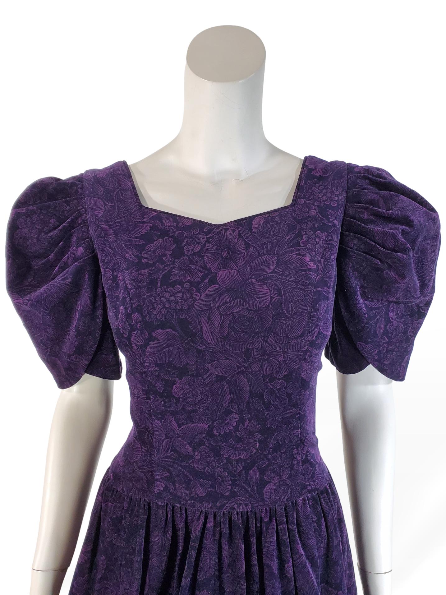 80s Laura Ashley Purple and Black Cotton Velvet Party Dress Better Dresses Vintage 80s Laura Ashley Purple and Black Cotton Velvet Party Dress Better Dresses Vintage