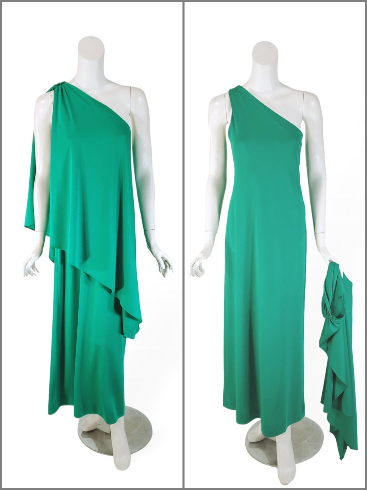 70s Green Disco Maxi Dress & Capelet Better Dresses Vintage 70s Green Disco Maxi Dress & Capelet Better Dresses Vintage