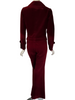 back view of 1970s Burgundy Velvet Pantsuit